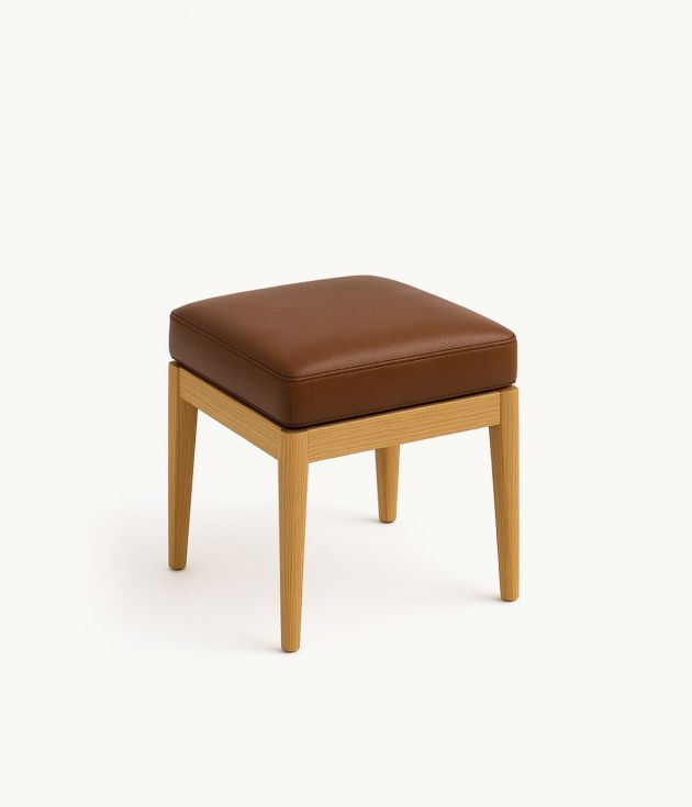 Leather cushion ottoman